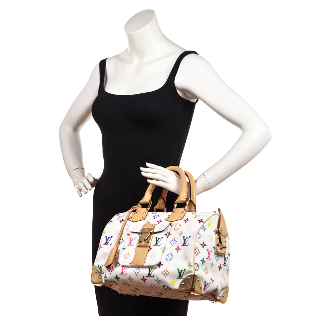 Louis Vuitton White Monogram Multicolore Speedy 30 - Love that Bag etc - Preowned Authentic Designer Handbags & Preloved Fashions