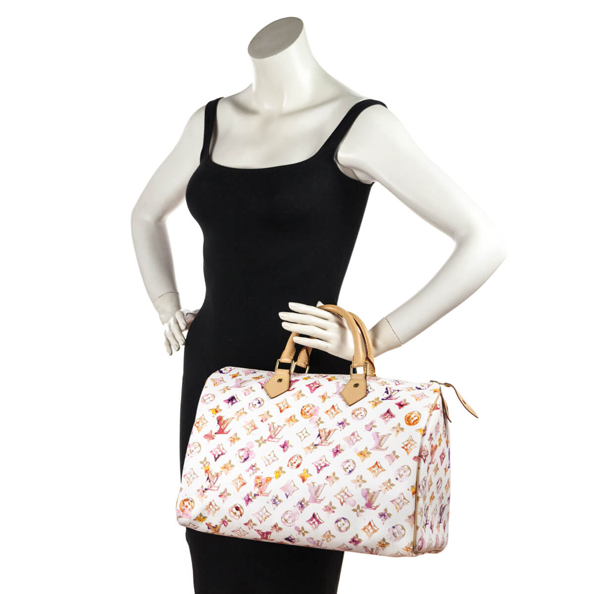 Louis Vuitton White Watercolor Aquarelle Speedy 35 - Love that Bag etc - Preowned Authentic Designer Handbags & Preloved Fashions