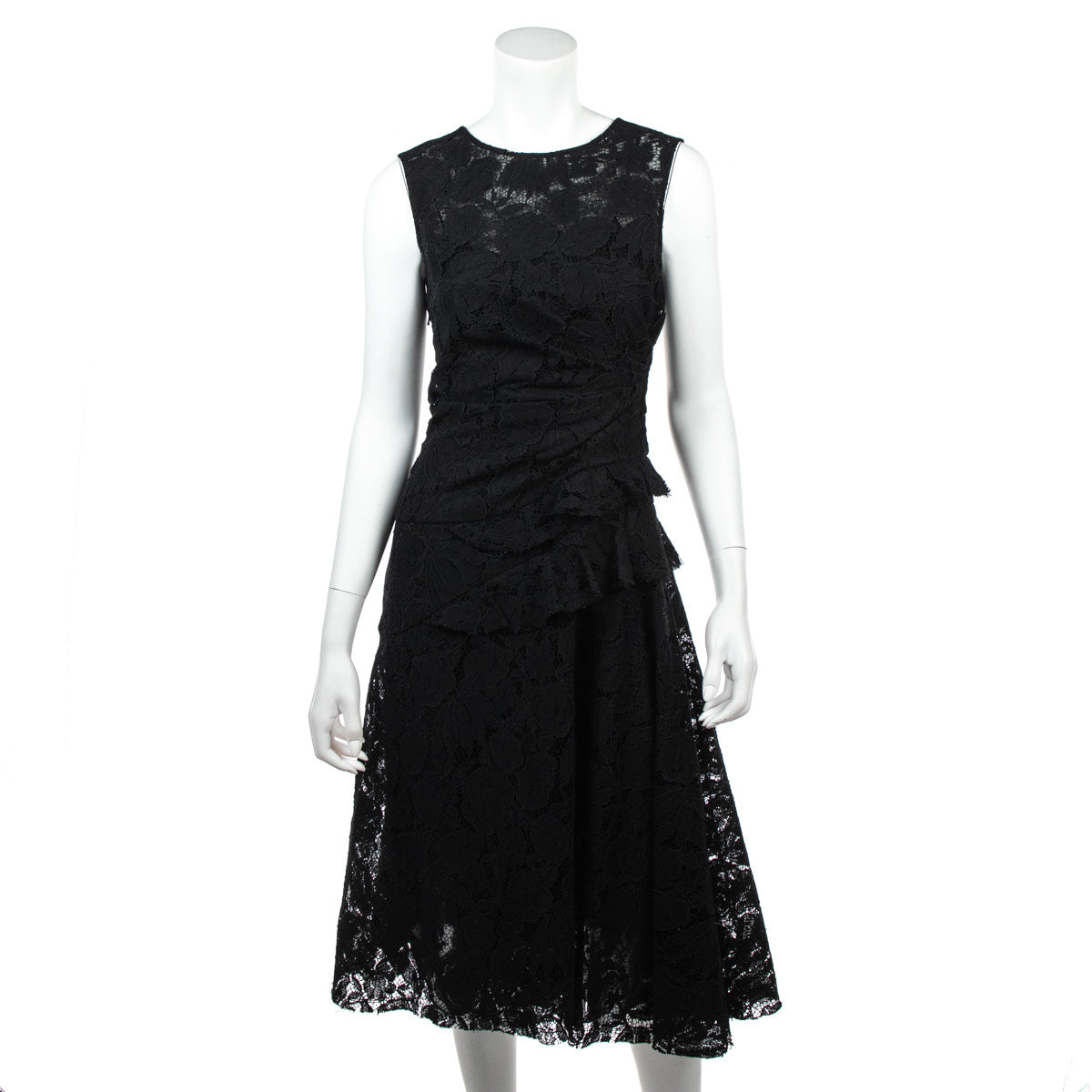 Oscar de la Renta Black Lace Sleeveless Midi Dress Oscar de la Renta Black Lace Sleeveless Midi Dress