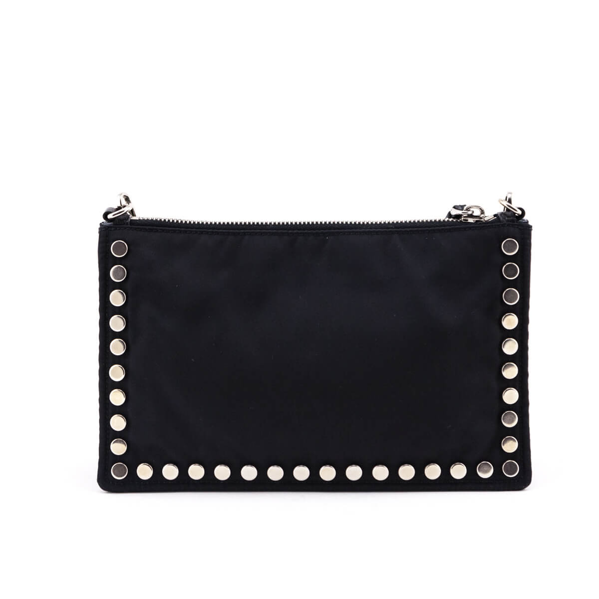 Prada Black Nylon Studded Etiquette Zip Shoulder Bag - Love that Bag etc - Preowned Authentic Designer Handbags & Preloved Fashions