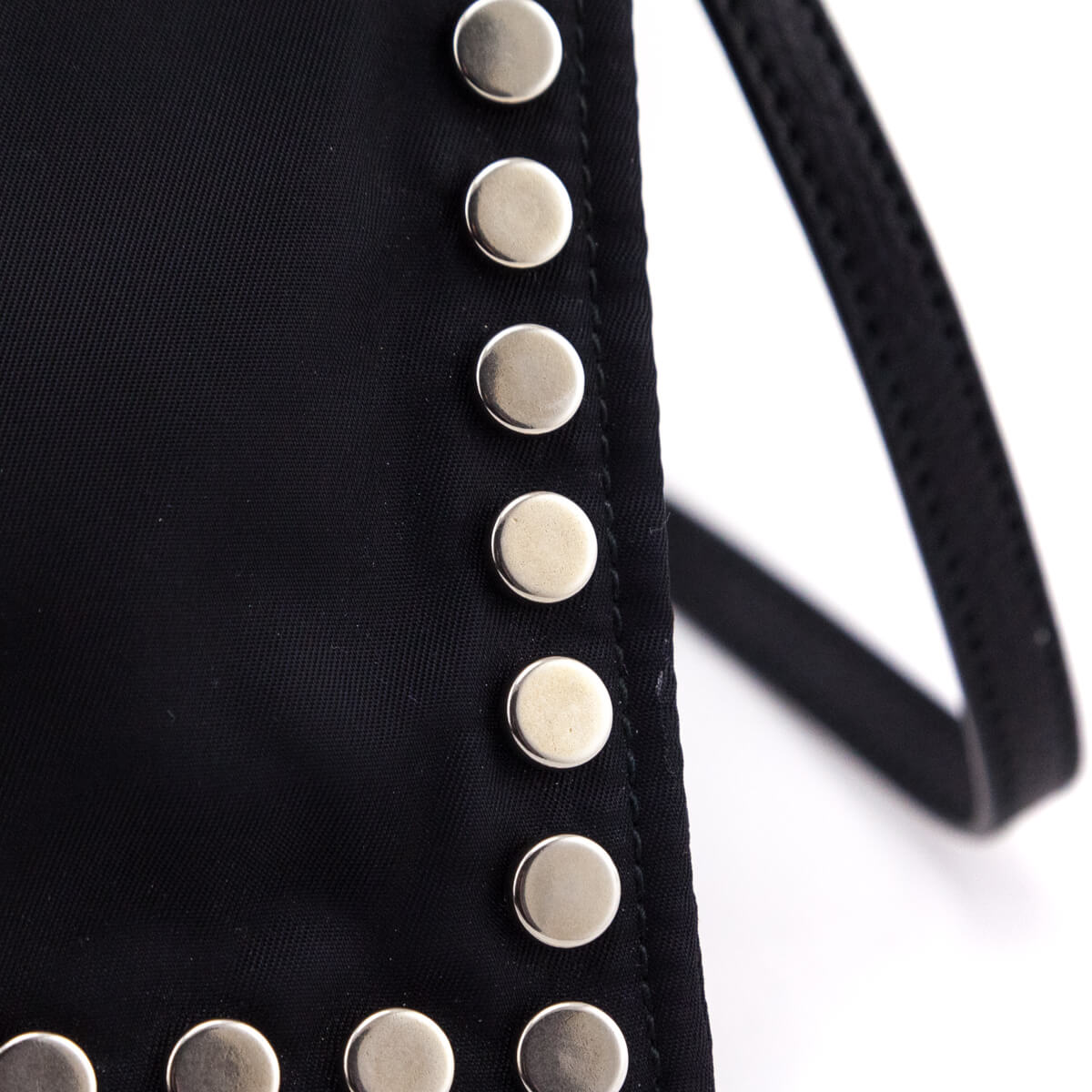 Prada Black Nylon Studded Etiquette Zip Shoulder Bag - Love that Bag etc - Preowned Authentic Designer Handbags & Preloved Fashions