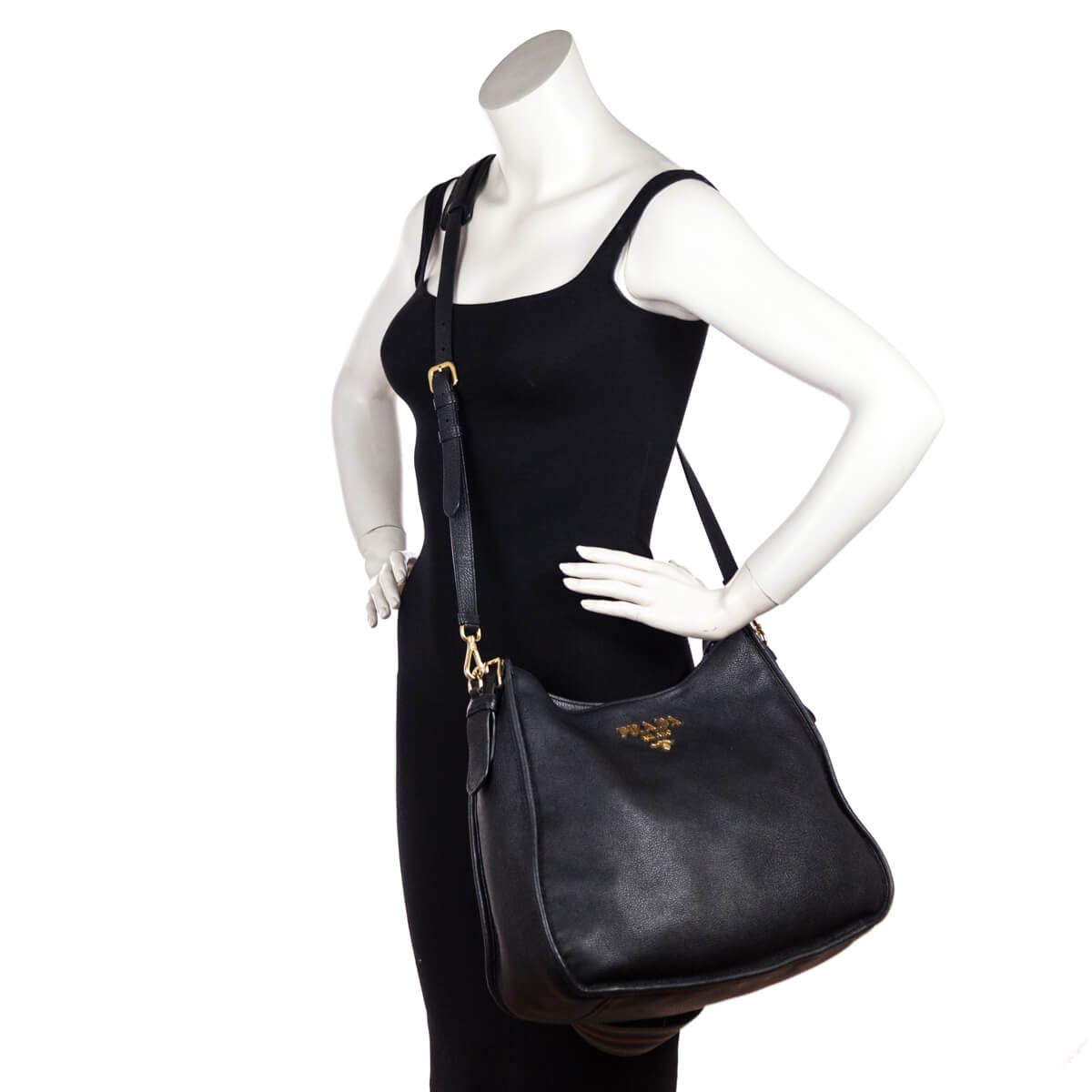Prada Black Vitello Daino Hobo - Love that Bag etc - Preowned Authentic Designer Handbags & Preloved Fashions