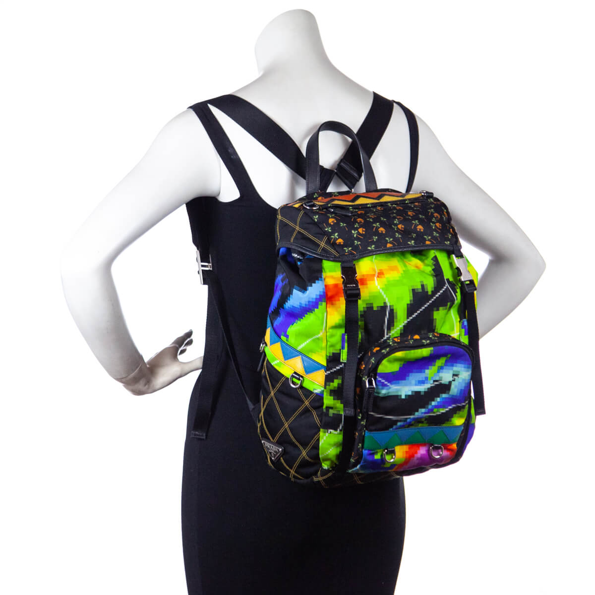 Prada Multicolor Printed Nylon Double Buckle Backpack - Love that Bag etc - Preowned Authentic Designer Handbags & Preloved Fashions