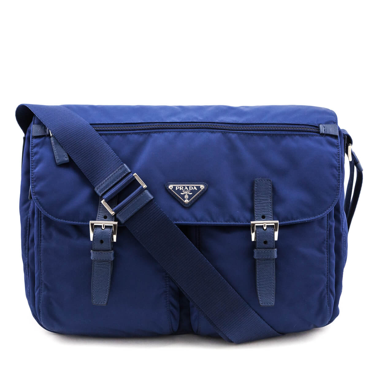 Prada Royal Nylon Medium Vela Messenger Shoulder Bag - Love that Bag etc - Preowned Authentic Designer Handbags & Preloved Fashions