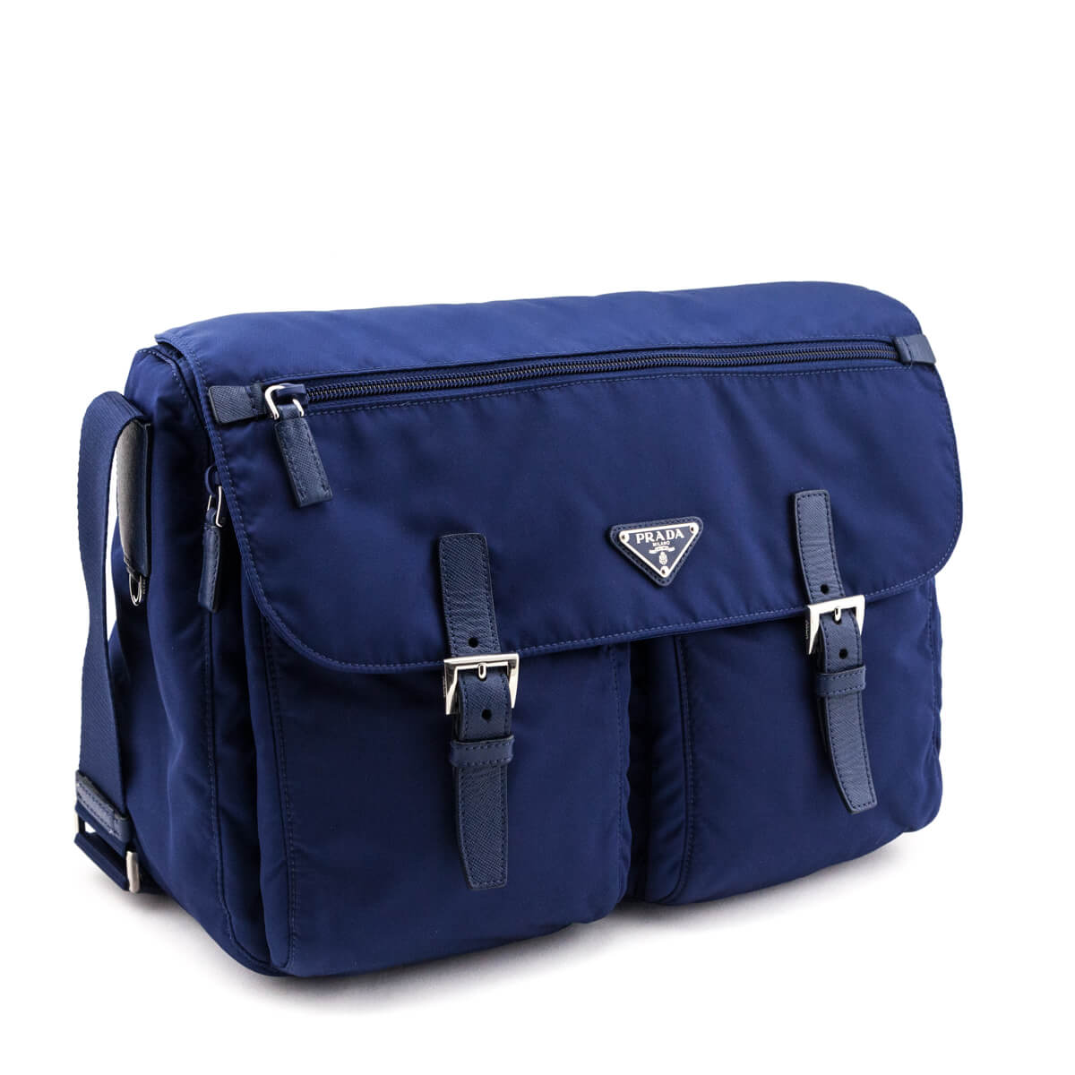 Prada Royal Nylon Medium Vela Messenger Shoulder Bag - Love that Bag etc - Preowned Authentic Designer Handbags & Preloved Fashions