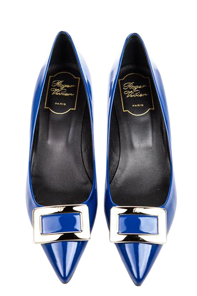 Roger Vivier Blue Patent Leather Kitten Heels Size US 8 | IT 38 - Love that Bag etc - Preowned Authentic Designer Handbags & Preloved Fashions
