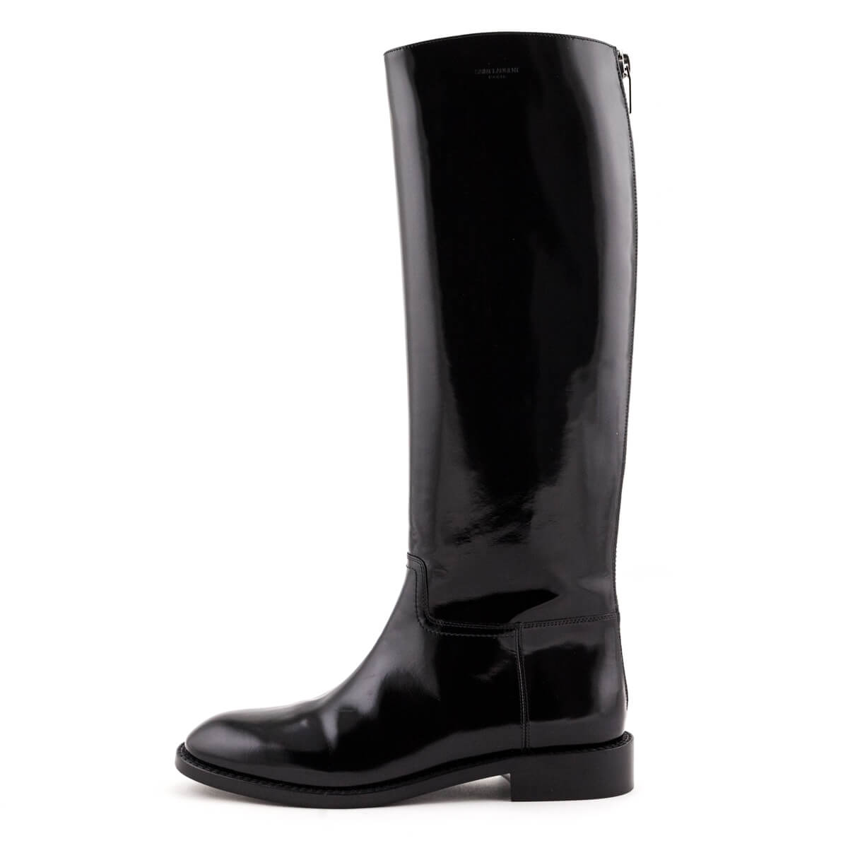 Saint Laurent Black Patent Knee-High Riding Boots Size US 8.5 | EU 38.5 - Love that Bag etc - Preowned Authentic Designer Handbags & Preloved Fashions