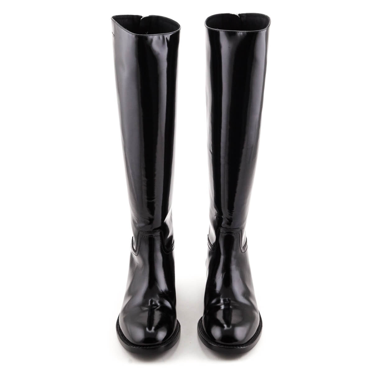 Saint Laurent Black Patent Knee-High Riding Boots Size US 8.5 | EU 38.5 - Love that Bag etc - Preowned Authentic Designer Handbags & Preloved Fashions