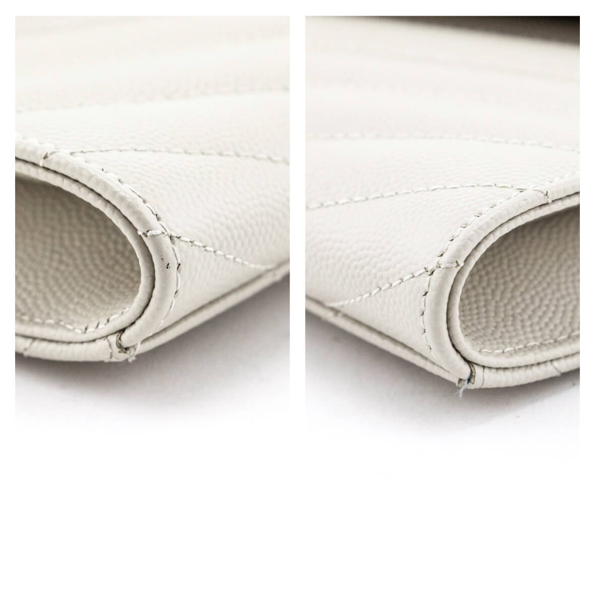 Saint Laurent Crema Soft Grain De Poudre Matelasse Chevron Cassandre Flat Pouch - Love that Bag etc - Preowned Authentic Designer Handbags & Preloved Fashions