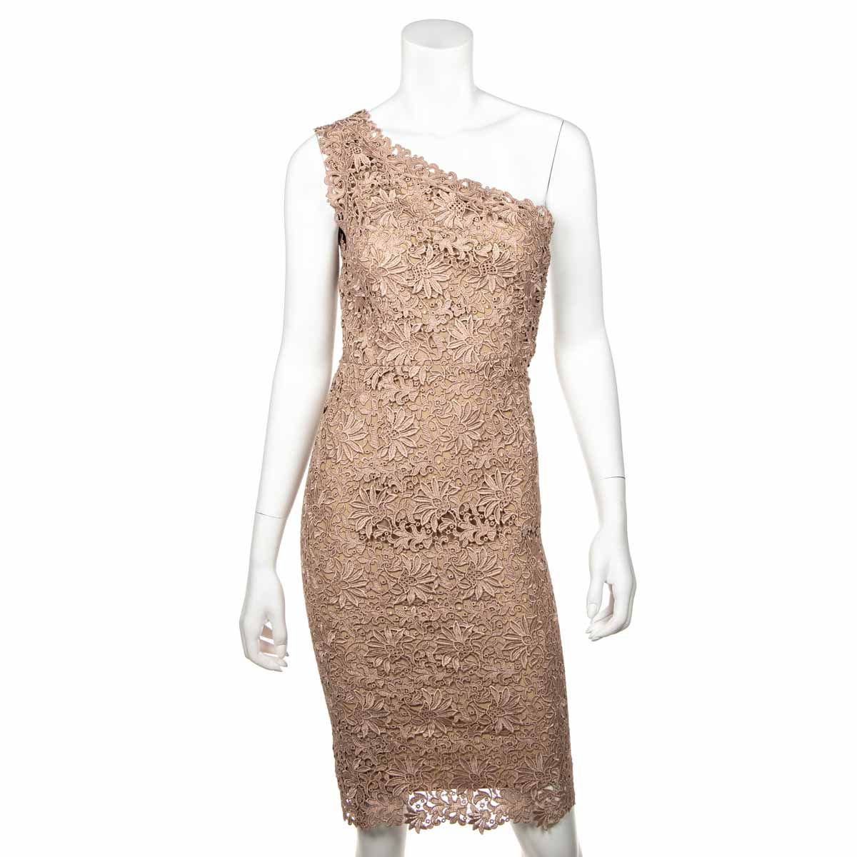 Stella McCartney Beige One Shoulder Lace Dress - Stella McCartney CA Stella McCartney Beige One Shoulder Lace Dress - Stella McCartney CA