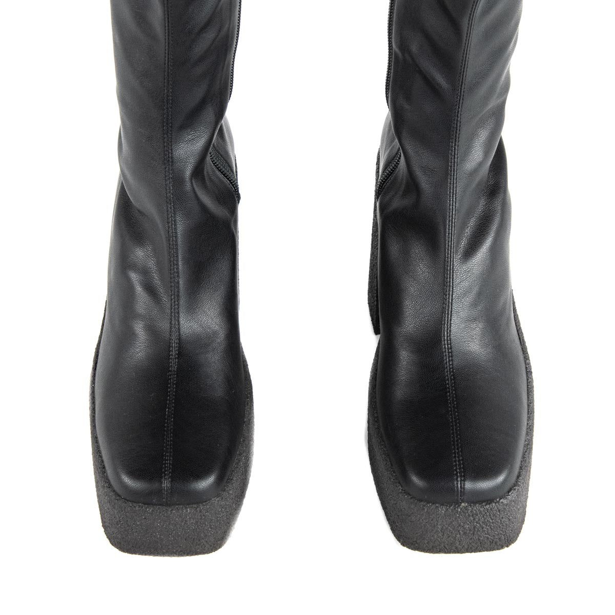 Stella McCartney Black Vegetarian Leather Skyla Platform Sock Boots Size US 8 | EU 38 - Love that Bag etc - Preowned Authentic Designer Handbags & Preloved Fashions