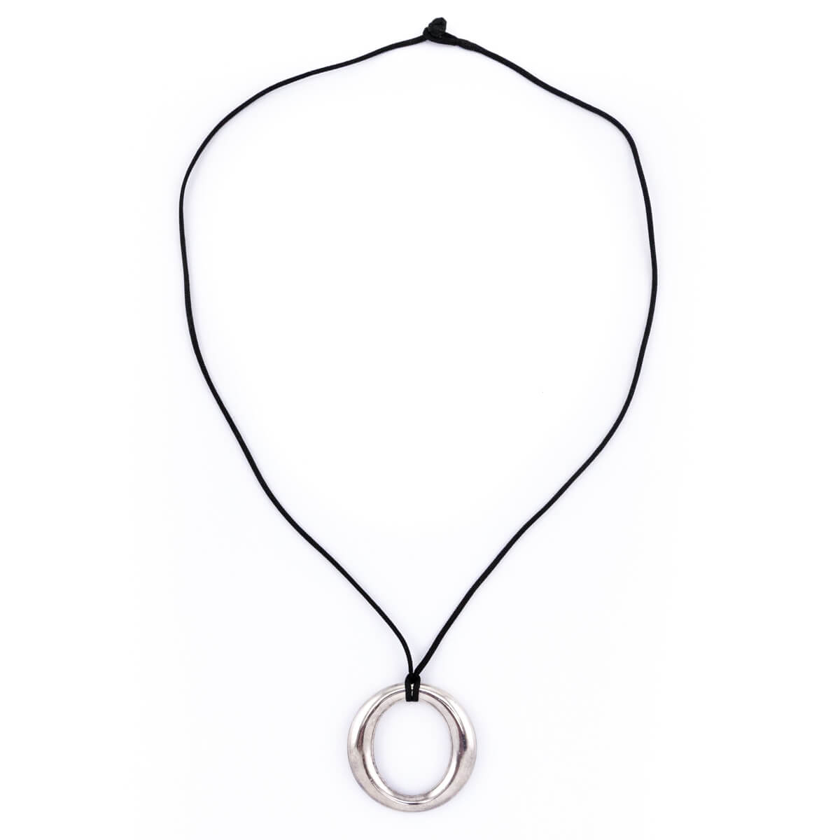 NEW Glass Circle Pendant & Black String Necklace 17.75 - Sterling Silver  Talana