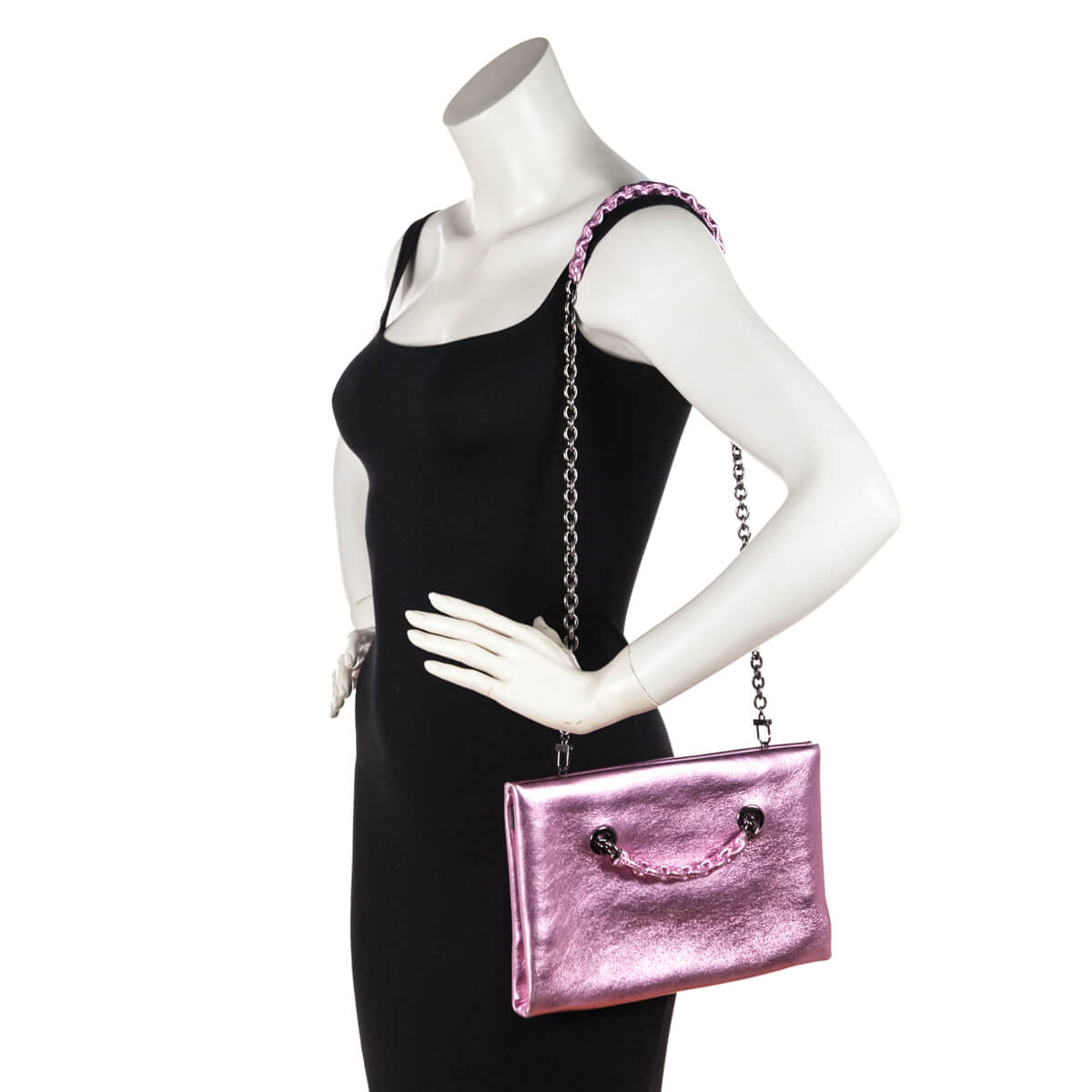 Tom Ford Metallic Pink Chain Convertible Clutch - Love that Bag etc - Preowned Authentic Designer Handbags & Preloved Fashions