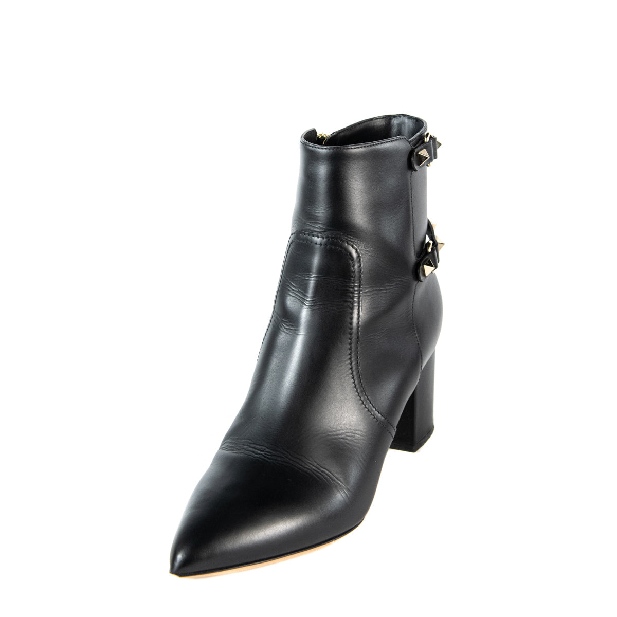 Valentino Black Leather Rockstud Ankle Boots Size 8 | EU 38 - Love that Bag etc - Preowned Authentic Designer Handbags & Preloved Fashions