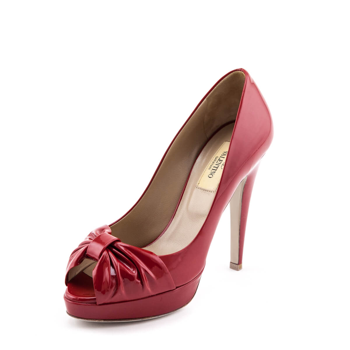 Valentino Red Patent Leather Platform Bow Pumps Online