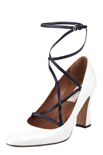 Valentino Ivory Patent Ankle Strap Pumps - Shop Valentino Shoes