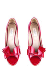 Valentino Red Patent Peep Toe Bow Pumps Size US 7.5 | EU 37.5 - Love that Bag etc - Preowned Authentic Designer Handbags & Preloved Fashions