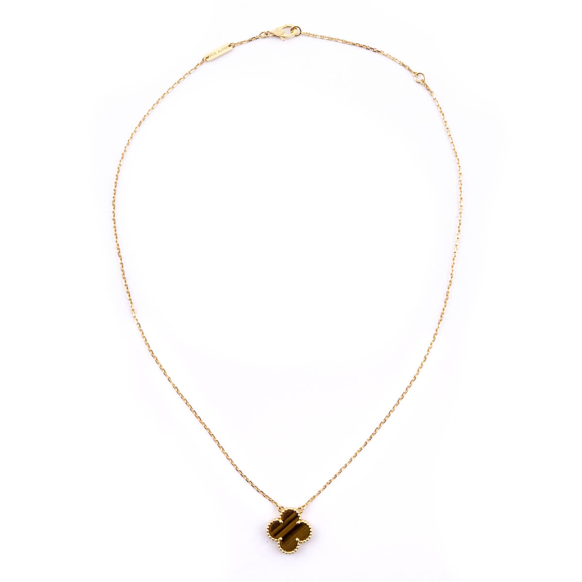 Van Cleef & Arpels Tiger's Eye & 18K Gold Vintage Alhambra Pendant Necklace - Love that Bag etc - Preowned Authentic Designer Handbags & Preloved Fashions