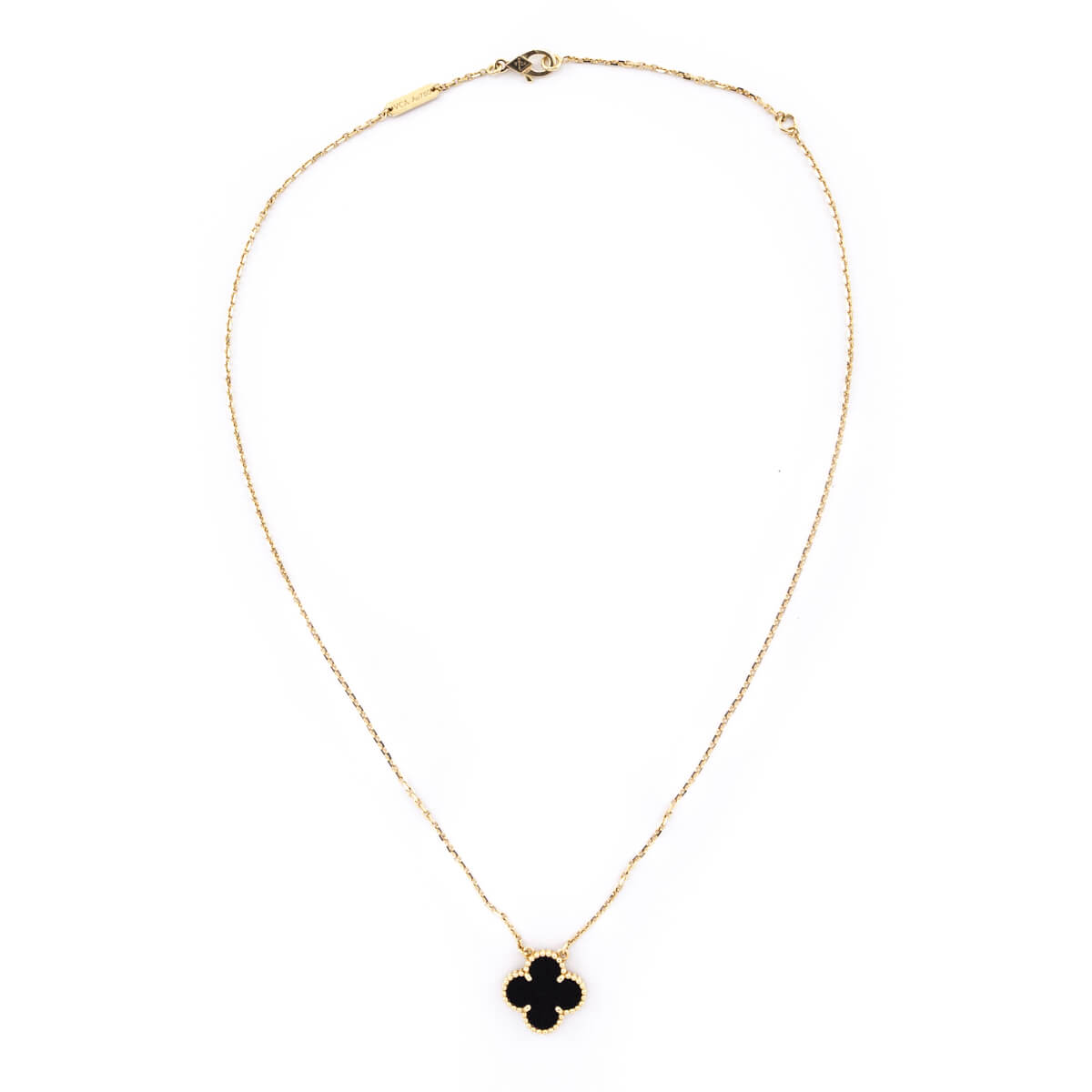 Van Cleef & Arpels Onyx & 18K Gold Vintage Alhambra Pendant Necklace - Love that Bag etc - Preowned Authentic Designer Handbags & Preloved Fashions