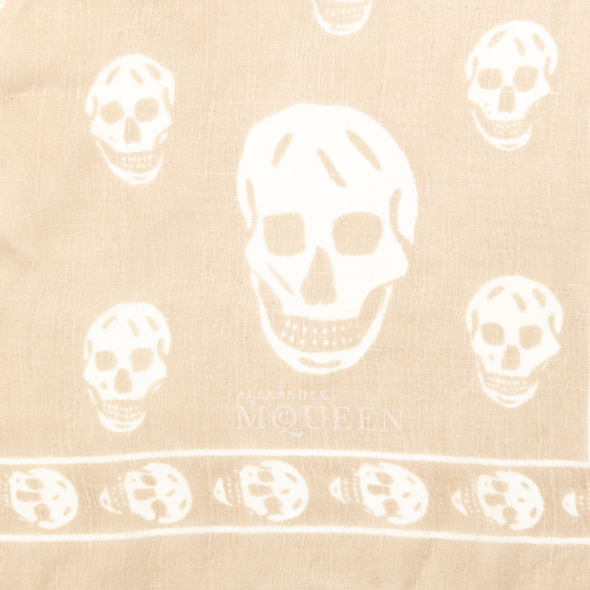 Alexander McQueen Beige & White Silk Skull Print Scarf - Love that Bag etc - Preowned Authentic Designer Handbags & Preloved Fashions