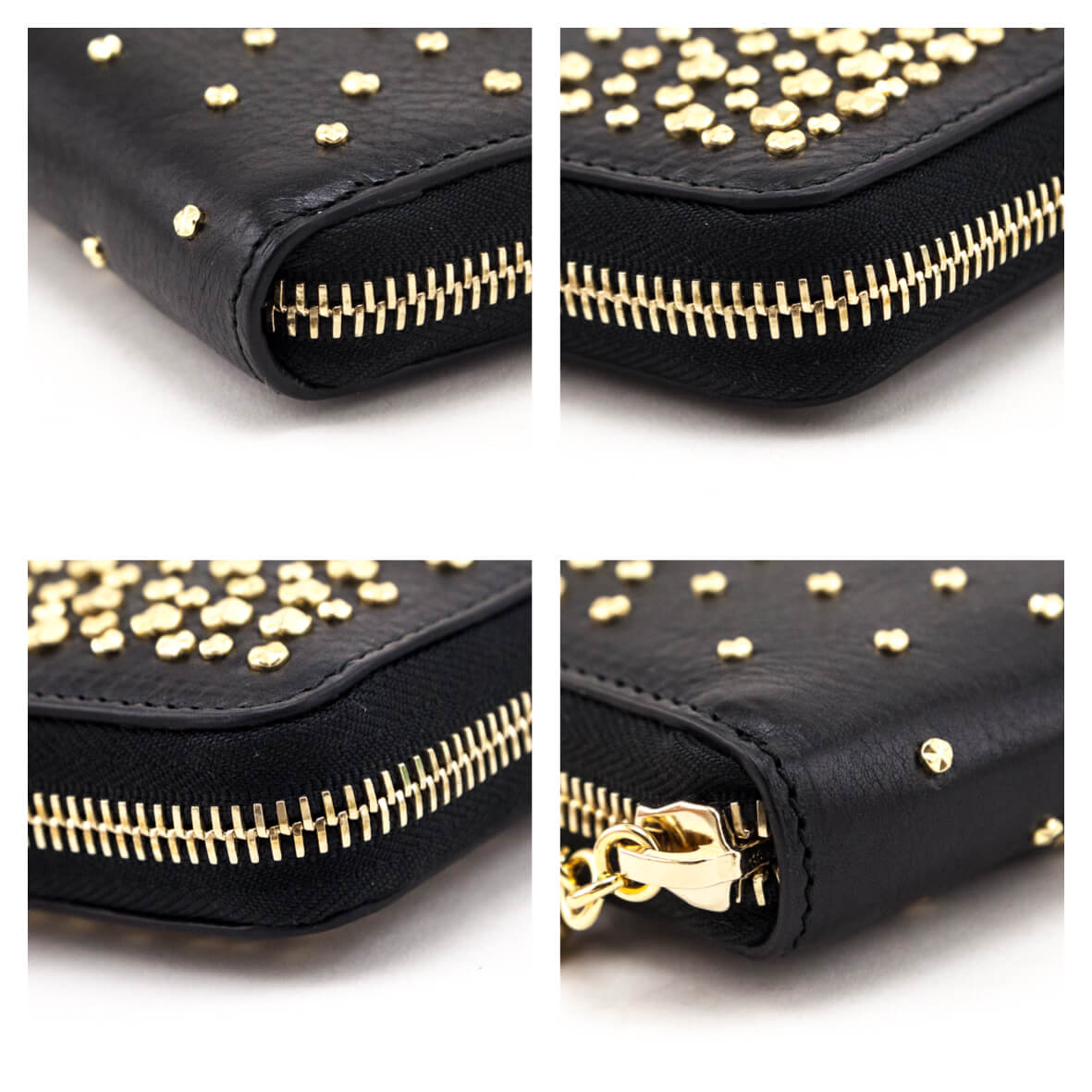 Alexander McQueen Black Calfskin Medium Studded Continental Wallet - Love that Bag etc - Preowned Authentic Designer Handbags & Preloved Fashions