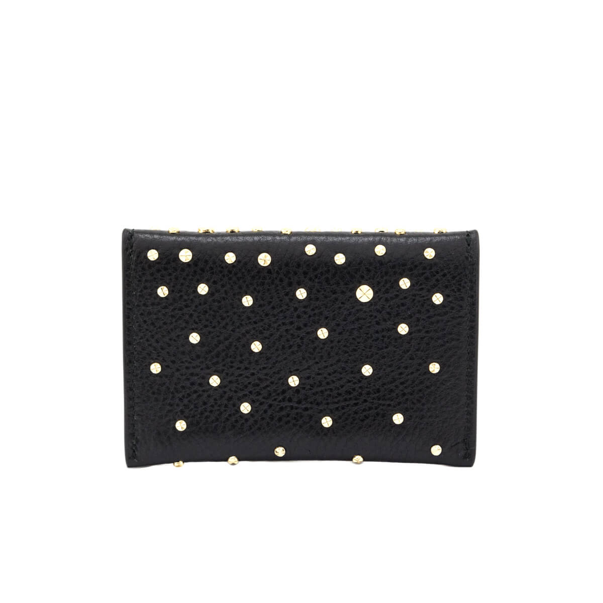 Alexander McQueen Black Grainy Calfskin Studded Skull Envelope Card Holder - Love that Bag etc - Preowned Authentic Designer Handbags & Preloved Fashions