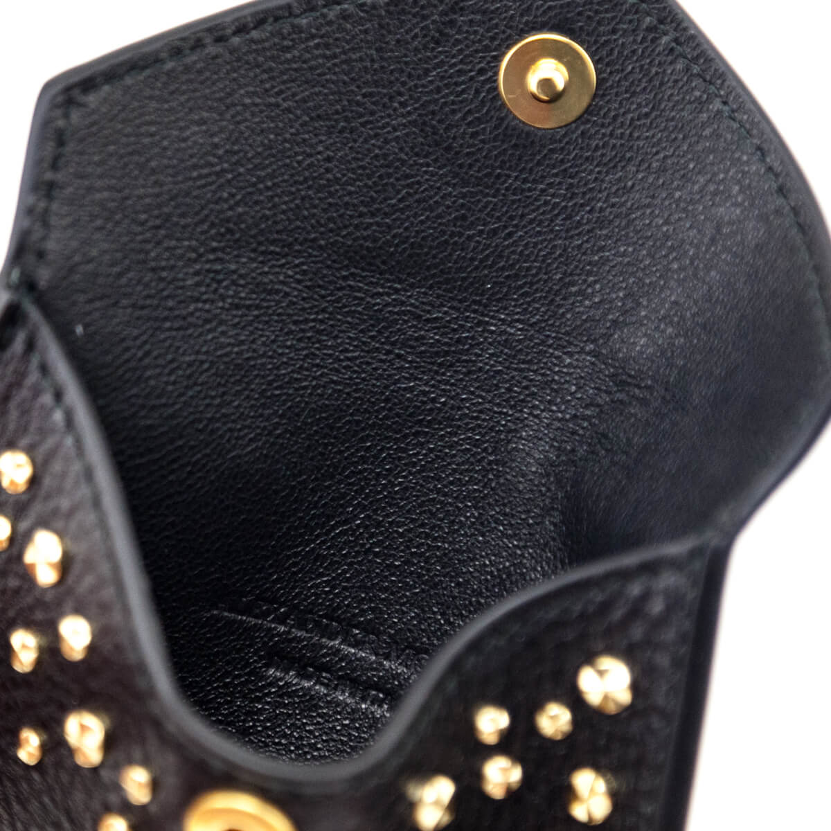 Alexander McQueen Black Grainy Calfskin Studded Skull Envelope Card Holder - Love that Bag etc - Preowned Authentic Designer Handbags & Preloved Fashions