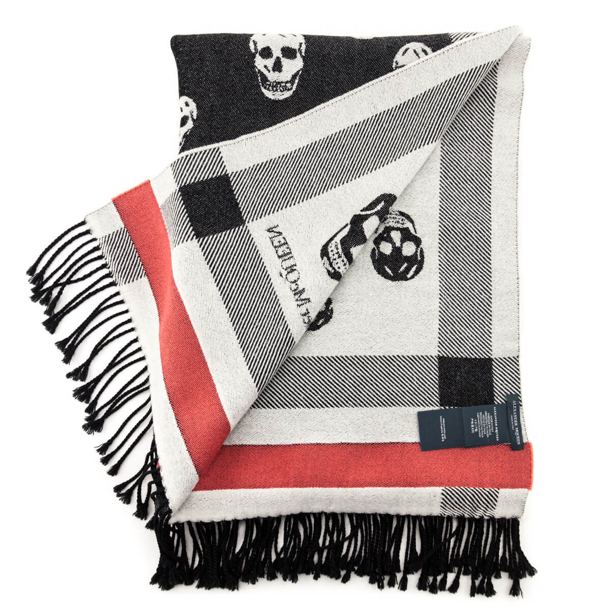Alexander McQueen Black & Red Skull Wool Scarf - Love that Bag etc - Preowned Authentic Designer Handbags & Preloved Fashions