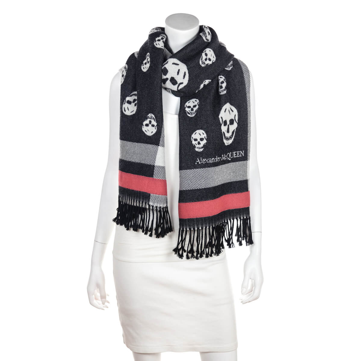 Alexander McQueen Black & Red Skull Wool Scarf - Love that Bag etc - Preowned Authentic Designer Handbags & Preloved Fashions