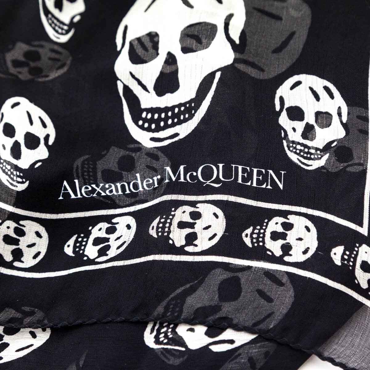 Alexander McQueen Black & White Silk Skull Scarf - Love that Bag etc - Preowned Authentic Designer Handbags & Preloved Fashions