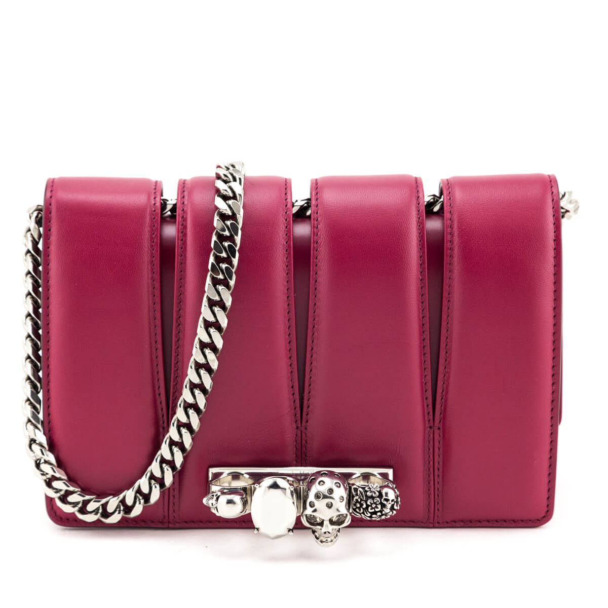 Alexander McQueen Raspberry Calfskin The Slash Bag - Love that Bag etc - Preowned Authentic Designer Handbags & Preloved Fashions