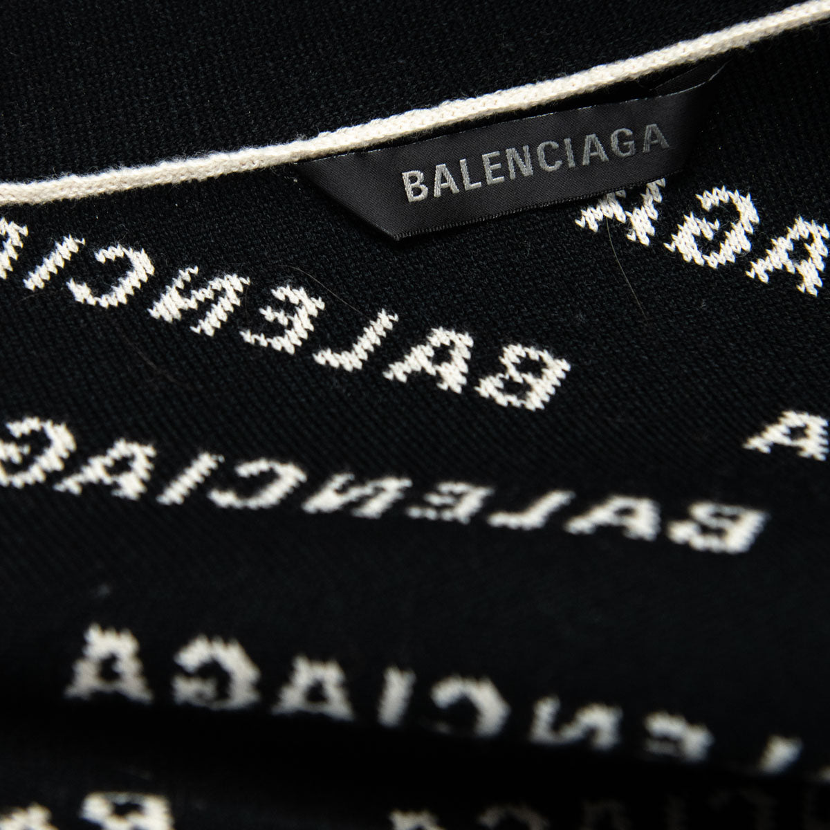 Balenciaga Beige & Black Logo Intarsia Knit V-Neck Cardigan Size XXL - Love that Bag etc - Preowned Authentic Designer Handbags & Preloved Fashions