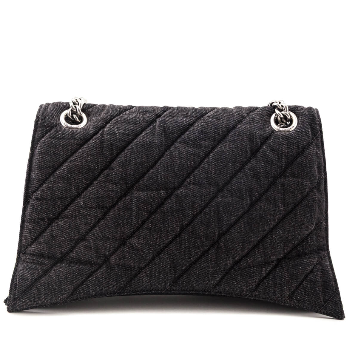 Balenciaga Black Washed Denim Quilted Large Crush Chain Bag - Love that Bag etc - Preowned Authentic Designer Handbags & Preloved Fashions