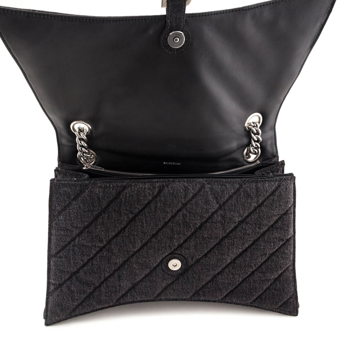 Balenciaga Black Washed Denim Quilted Large Crush Chain Bag - Love that Bag etc - Preowned Authentic Designer Handbags & Preloved Fashions