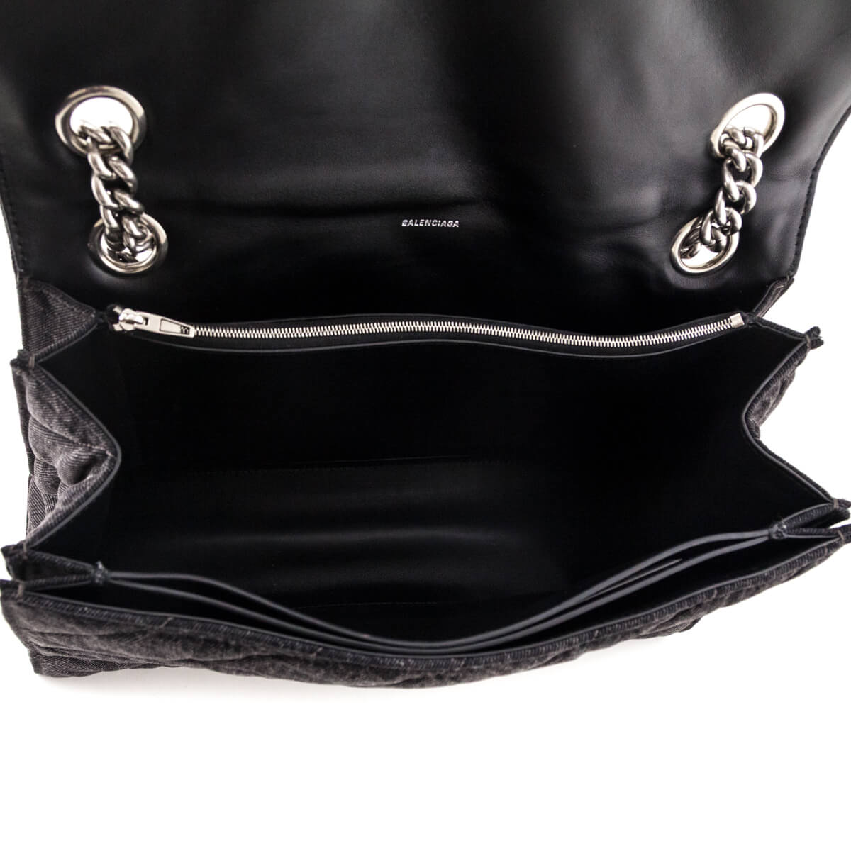 Balenciaga Black Washed Denim Quilted Large Crush Chain Bag - Love that Bag etc - Preowned Authentic Designer Handbags & Preloved Fashions