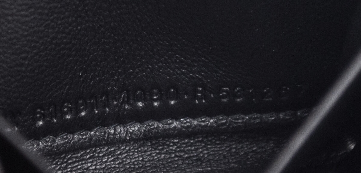 Balenciaga Black & Silver Diagonal Logo Calfskin Zip Around Compact Wallet - Love that Bag etc - Preowned Authentic Designer Handbags & Preloved Fashions
