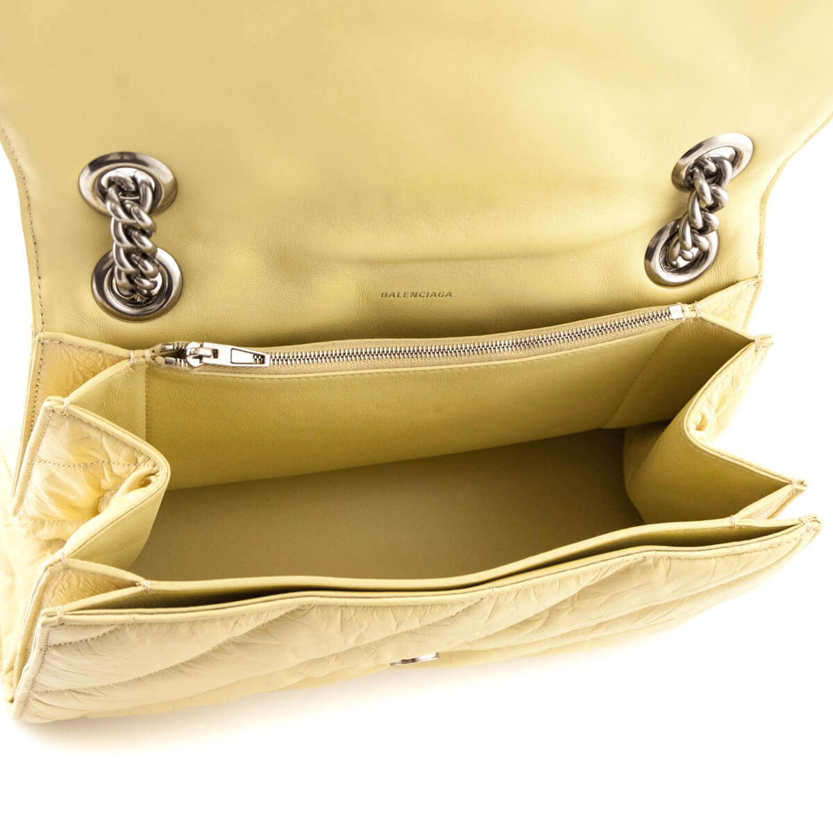 Balenciaga Butter Yellow Crushed Calfskin Quilted Medium Crush Chain Bag - Love that Bag etc - Preowned Authentic Designer Handbags & Preloved Fashions