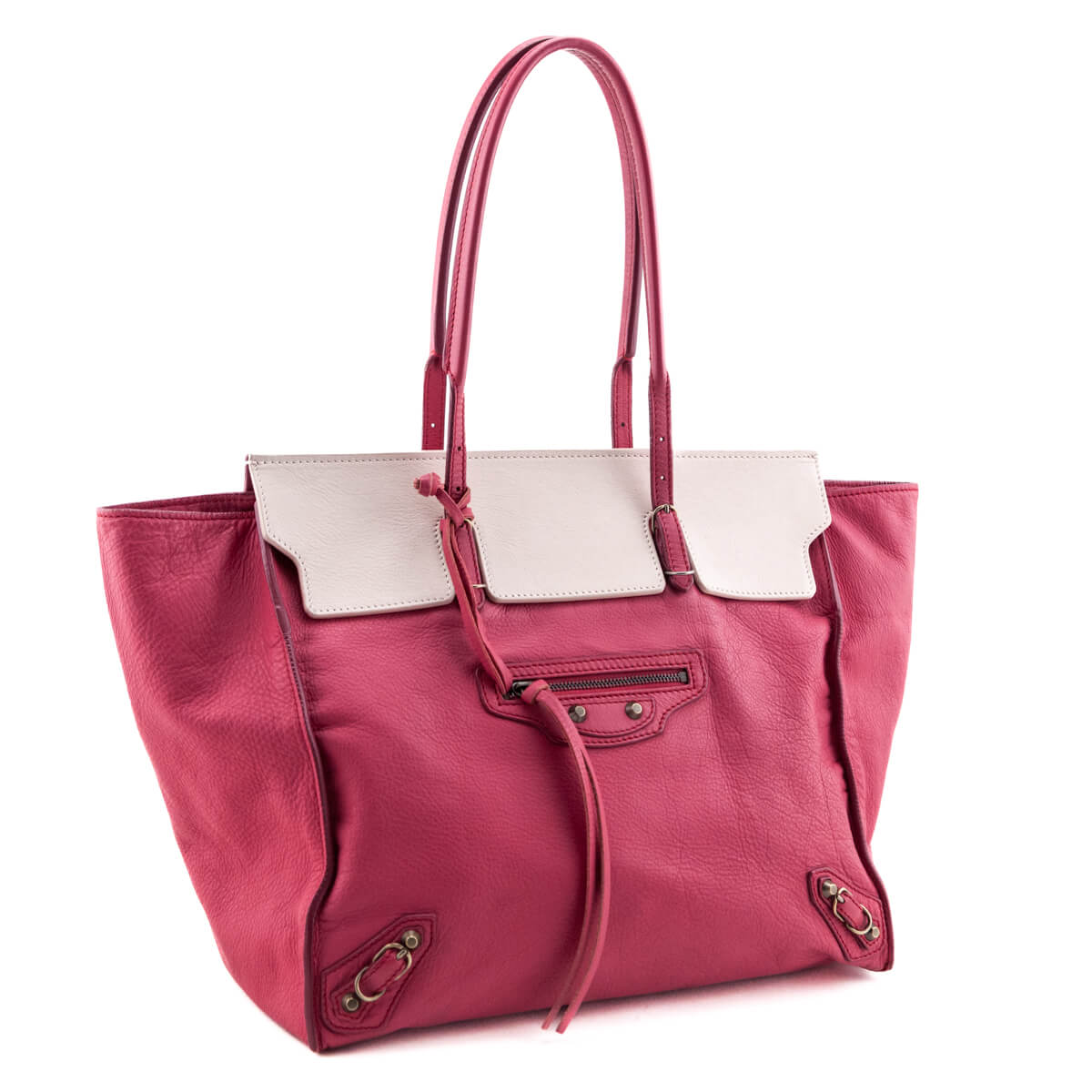 Balenciaga Fuchsia Calfskin Papier Ligne A5 Flap Tote Bag - Love that Bag etc - Preowned Authentic Designer Handbags & Preloved Fashions