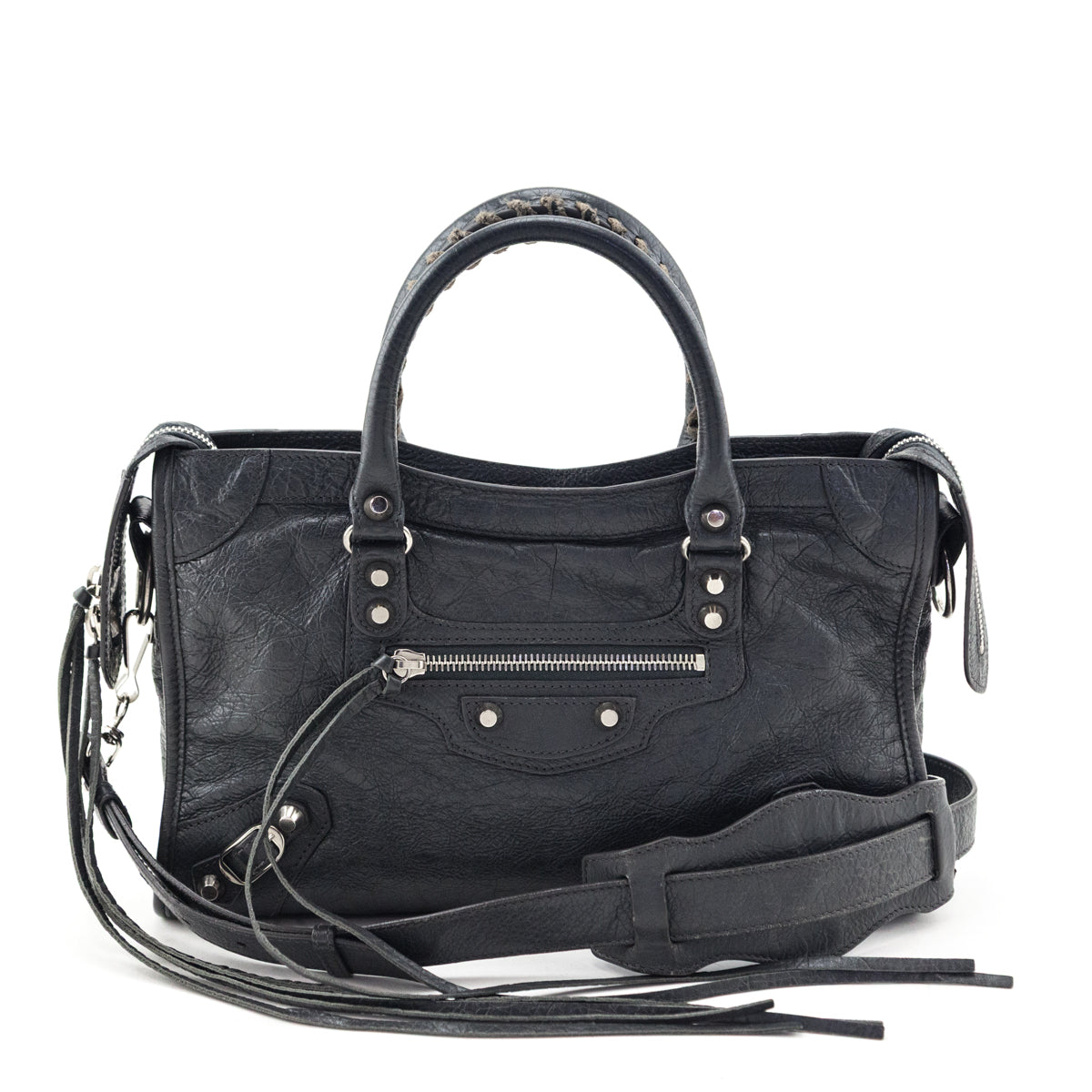 Balenciaga Grey Agneau Arena Classic Hardware Small City - Love that Bag etc - Preowned Authentic Designer Handbags & Preloved Fashions