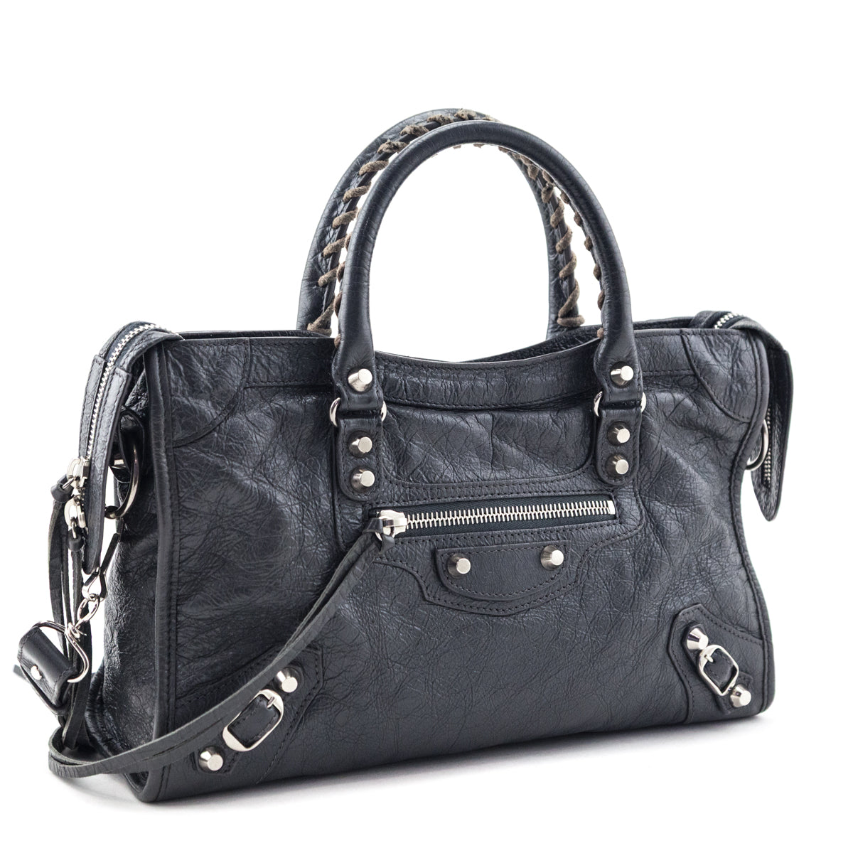 Balenciaga Grey Agneau Arena Classic Hardware Small City - Love that Bag etc - Preowned Authentic Designer Handbags & Preloved Fashions