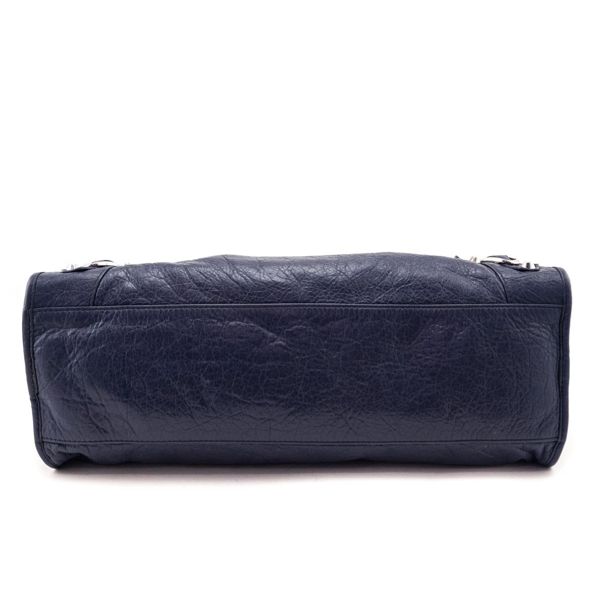Balenciaga Navy Agneau Classic Hardware City Bag