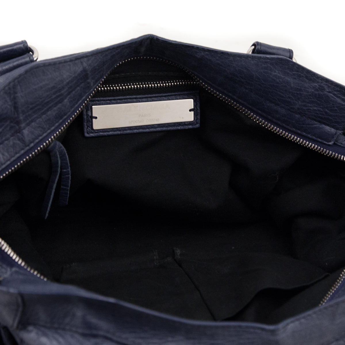 Balenciaga Navy Agneau Classic Hardware City Bag