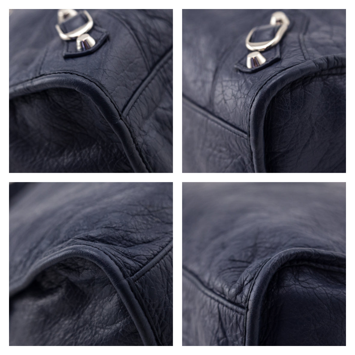 Balenciaga Navy Agneau Classic Hardware City Bag