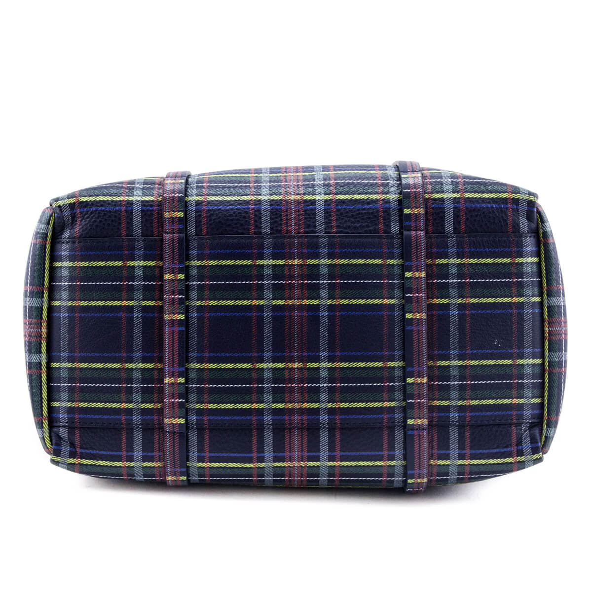 Balenciaga Navy Plaid Double Sided Small Everyday Tote