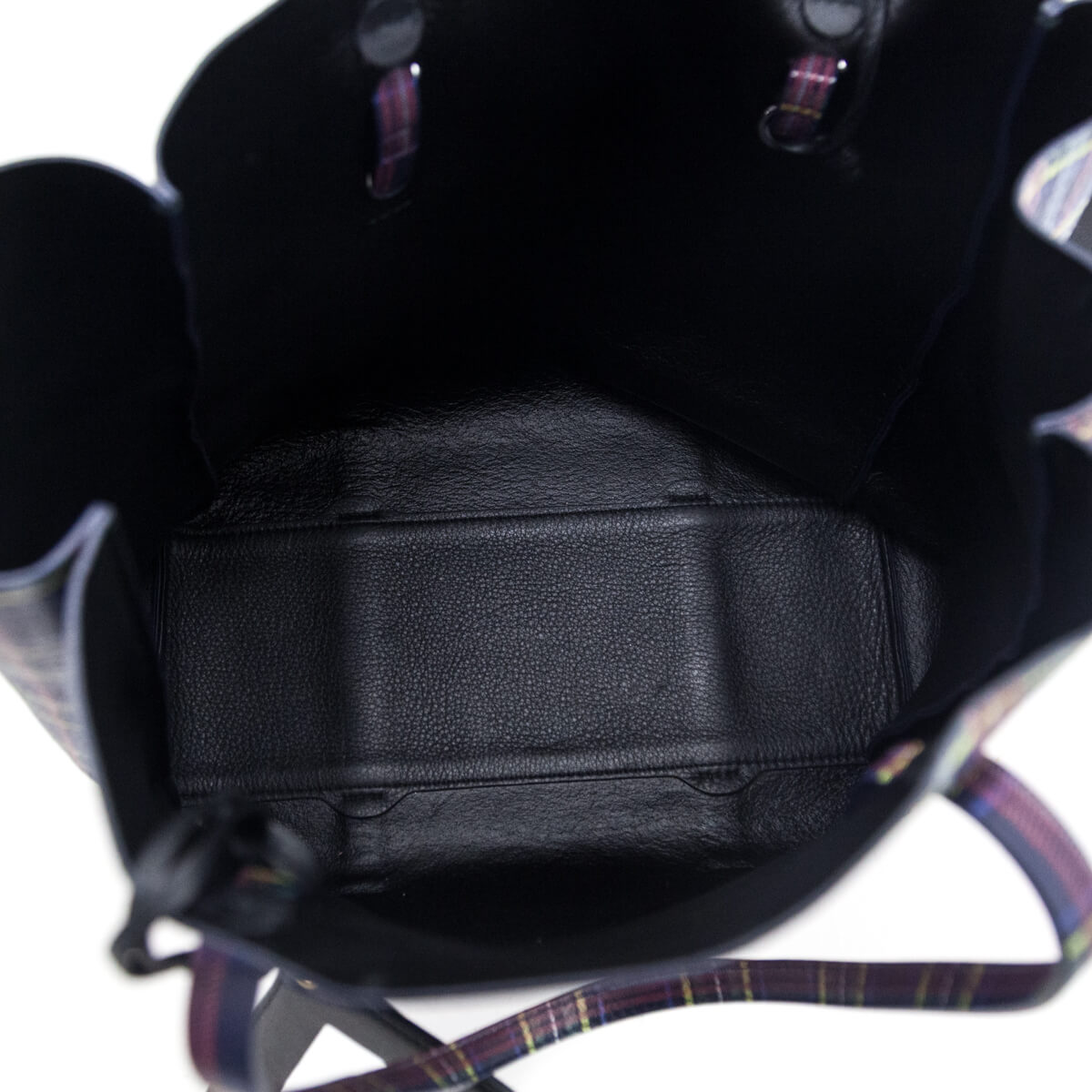 Balenciaga Navy Plaid Double Sided Small Everyday Tote