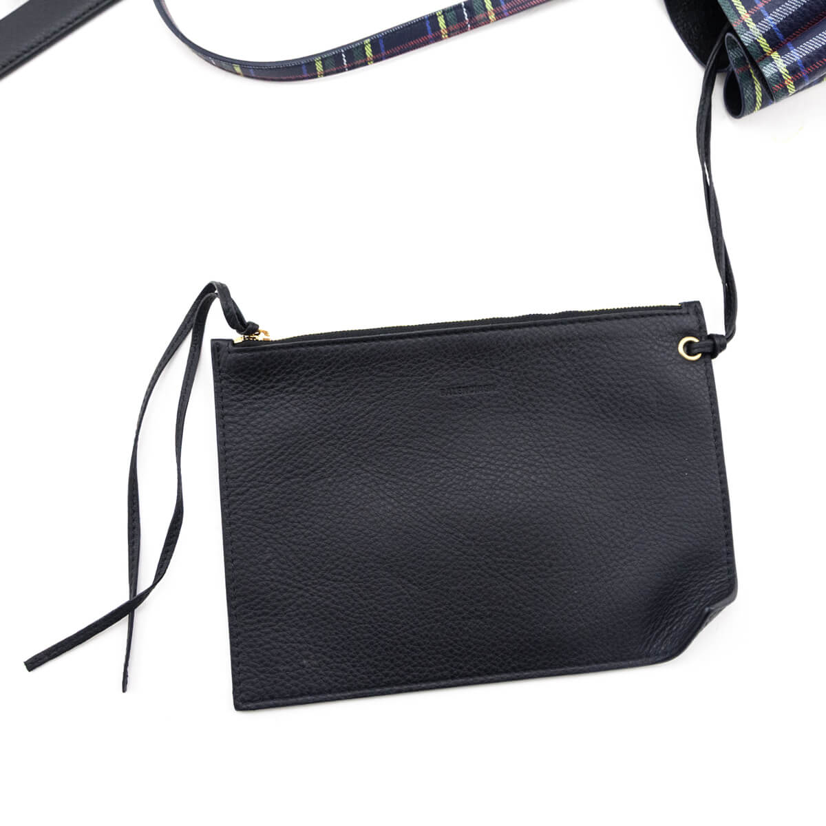 Balenciaga Navy Plaid Double Sided Small Everyday Tote