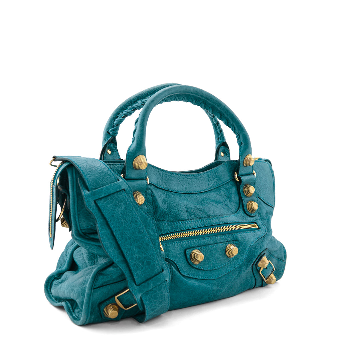 Balenciaga Turquoise Agneau Giant 12 Gold Hardware City Bag - Love that Bag etc - Preowned Authentic Designer Handbags & Preloved Fashions