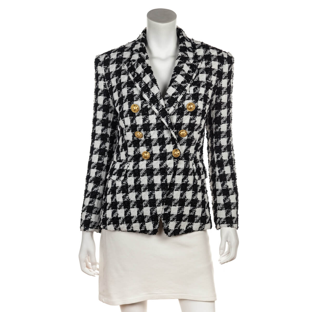 Balmain Black & White Houndstooth Blazer Size L | FR 40 - Love that Bag etc - Preowned Authentic Designer Handbags & Preloved Fashions