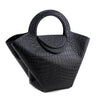 Bottega Veneta Black Calfskin Croc Embossed Medium Doll Tote - Love that Bag etc - Preowned Authentic Designer Handbags & Preloved Fashions