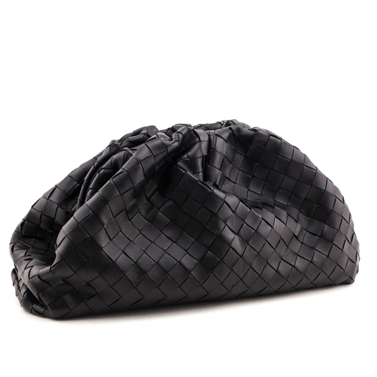 Bottega Veneta Black Lambskin Intrecciato Classic The Pouch Clutch - Love that Bag etc - Preowned Authentic Designer Handbags & Preloved Fashions